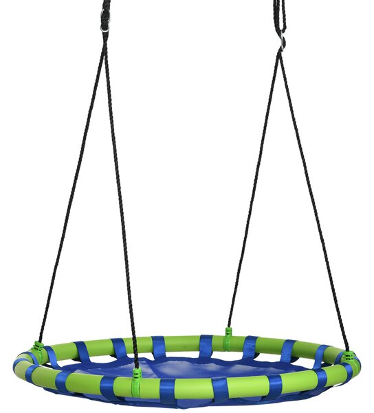 Outsunny Altalena per Bambini da 3-8 Anni da Giardino Ø100cm e Corde Regolabili, Blu|Aosom
