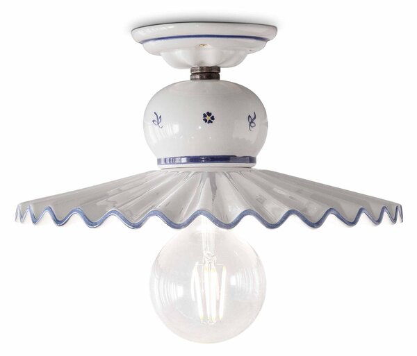 Lampada da soffitto Media stile rustico in ceramica decorata a mano Roma Diametro ?31xh 14 cm - Attacco Lampada E 27 Ceramica, Metallo