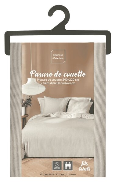 Set copripiumino e federa beige in microfibra per letto matrimoniale ed esteso 240x220 cm Azura – douceur d'intérieur