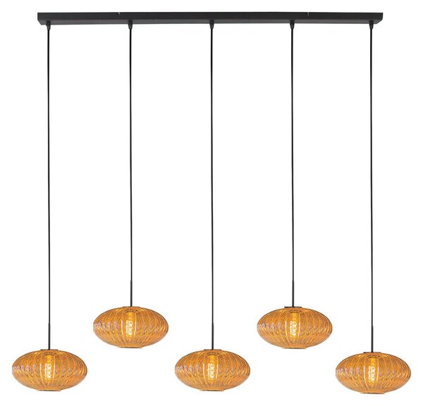 Mexlite - lampada a sospensione - HaloSwap - ambra - vetro - grande lampada da tavolo da pranzo - E27 - 4286ZW