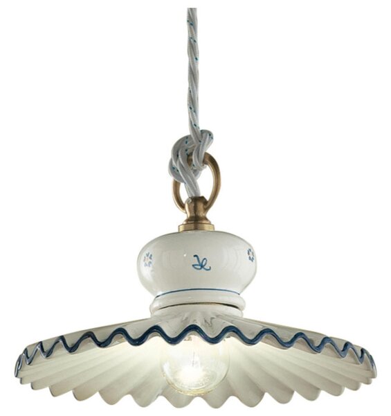 Lampada a sospensione piccola in ceramica stile rustico decorata a mano Roma Diametro ? 23 cm -1 x max 75W E27 Ceramica, Metallo