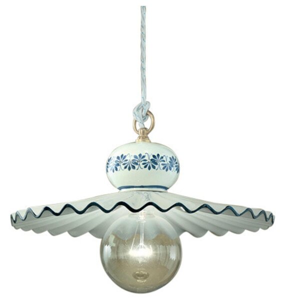 Lampada a sospensione GRANDE in ceramica stile rustico decorata a mano Roma Diametro ? 41 cm -1 x max 75W E27 Ceramica, Metallo