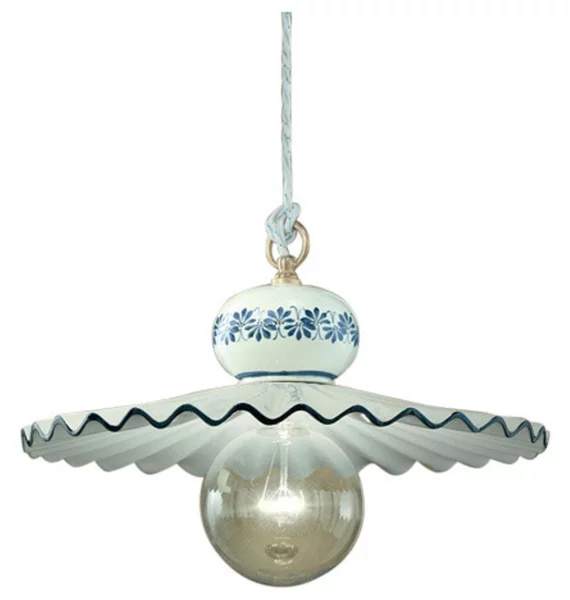 Lampada a sospensione GRANDE in ceramica stile rustico decorata a mano Roma Diametro ? 41 cm -1 x max 75W E27 Ceramica, Metallo