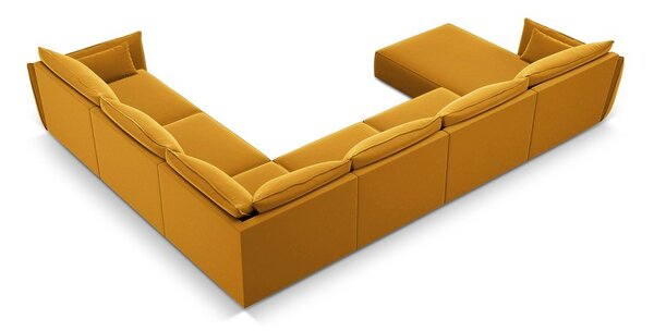 Divano angolare color senape (con penisola a destra/a U) con rivestimento in velluto Vanda – Mazzini Sofas