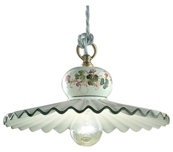 Lampada a sospensione Media in ceramica stile rustico decorata a mano Roma Diametro ? 31 cm -1 x max 75W E27 Ceramica, Metallo
