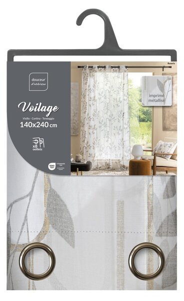 Tenda sottile grigia in voile 140x240 cm Roseris – douceur d'intérieur