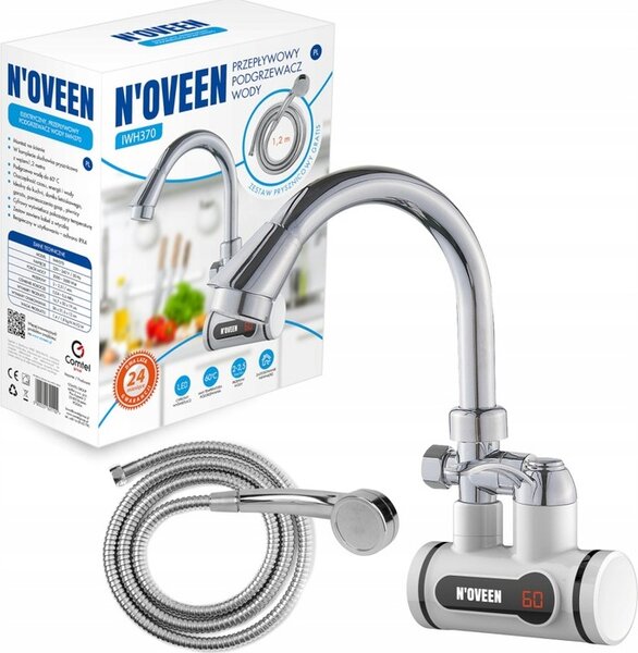 Rubinetto elettrico a parete per il riscaldamento istantaneo dell'acqua con soffione doccia