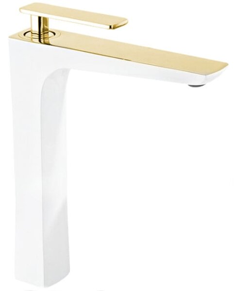 Mexen Indus rubinetto lavabo alto, bianco/oro - 744610-25