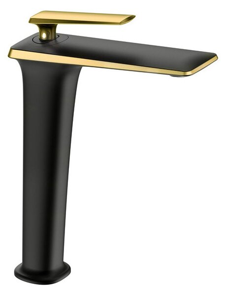 Mexen Purus rubinetto lavabo alto, nero/oro - 745810-75