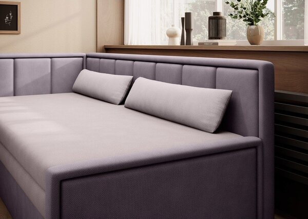 Divano rosa allungabile/con contenitore e rivestimento in ciniglia 214 cm Fulgeo – ELTAP