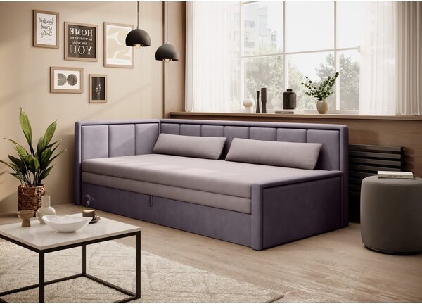 Divano rosa allungabile/con contenitore e rivestimento in ciniglia 214 cm Fulgeo – ELTAP
