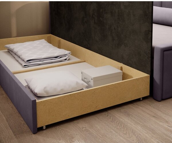 Divano rosa allungabile/con contenitore e rivestimento in ciniglia 214 cm Fulgeo – ELTAP