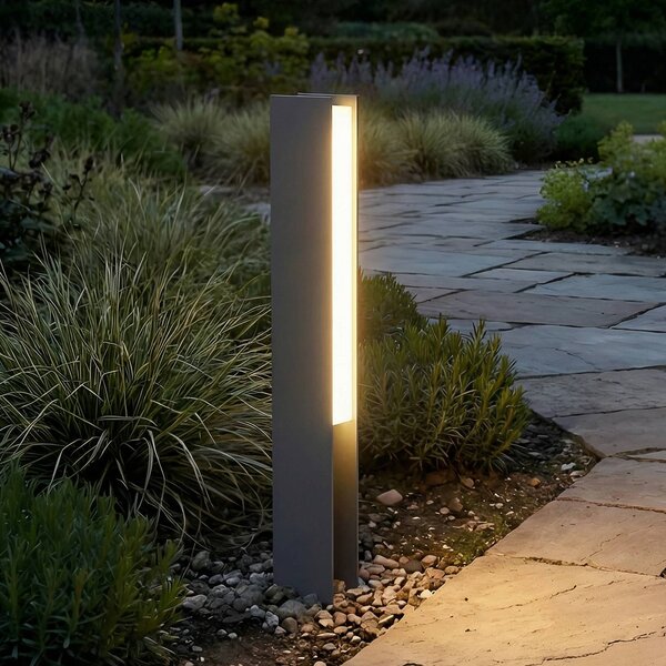 Lucande Lampioncino LED Teerk, altezza 50 cm, antracite, IP65 Teerk, Nero, Alluminio, Moderno, Lampada LED da esterni
