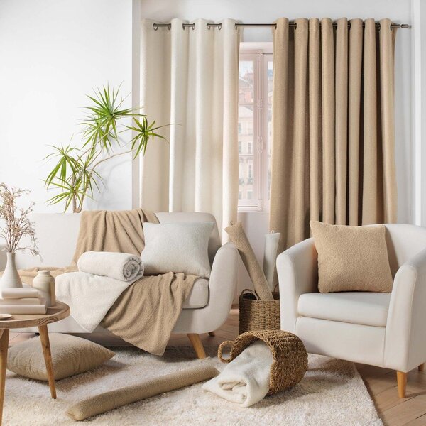 Paraspifferi per porta color crema 10x80 cm Wooly – douceur d'intérieur