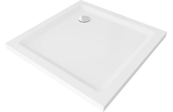 Mexen Flat piatto doccia quadrato slim 80 x 80 cm, bianco, sifone cromato - 40108080