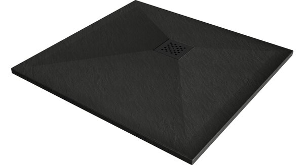 Mexen Stone+ piatto doccia quadrato in composito 80 x 80 cm, nero, copertura nera - 44708080-B