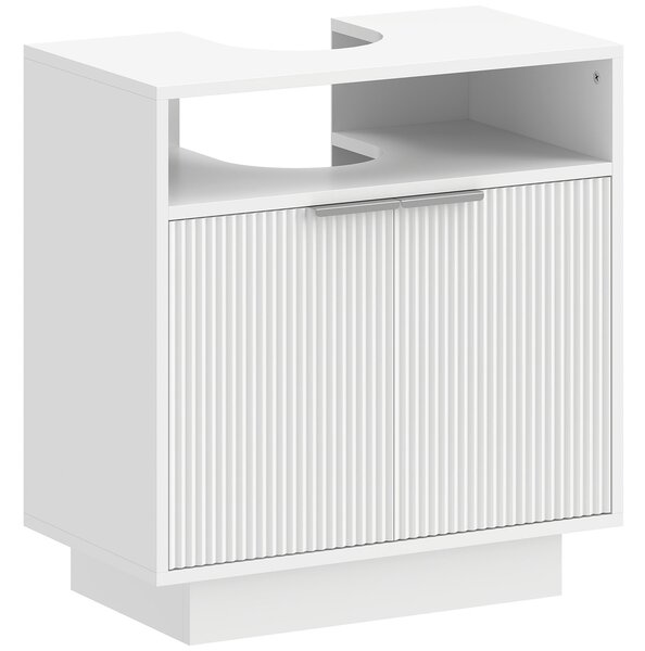 Mobile Sotto Lavabo Bagno 60x33x63 cm Ante Design Canettato in MDF Bianco