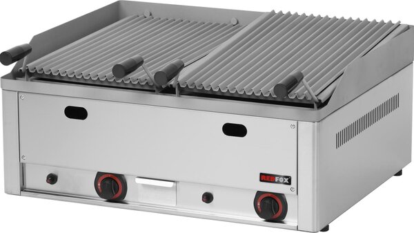 Griglia a gas con pietra lavica KBS, 2 zone di riscaldamento, 13 kW, 660x600x290 mm, 400 Volt, da appoggio