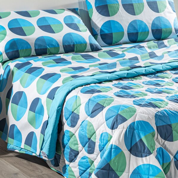 Copriletto Primaverile SINGOLO Bob BLU Cotone Caleffi