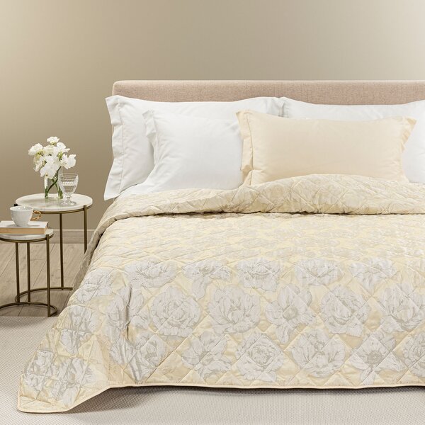 Copriletto Primaverile MATRIMONIALE Flory AVORIO Raso Jacquard Caleffi