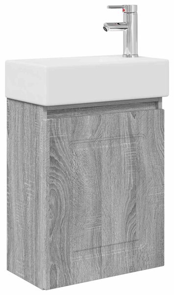 Mobile bagno con rubinetto Sonoma grigio 45,5 x 22,5 x 84 cm