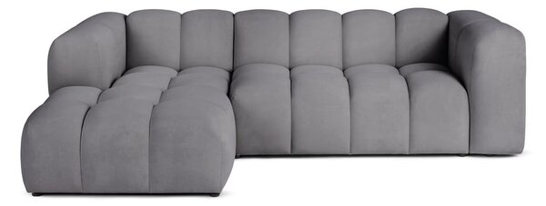 Divano angolare grigio (con penisola a sinistra/con chaise lounge) con rivestimento in velluto Cube – Bonami Selection