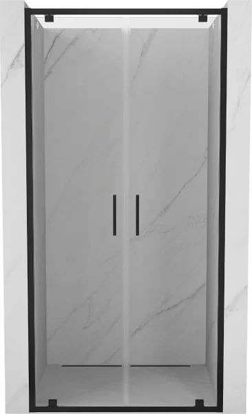 Mexen Exo porte doccia doppie a battente 100 cm, trasparenti, nere - 8182-100-000-70-00