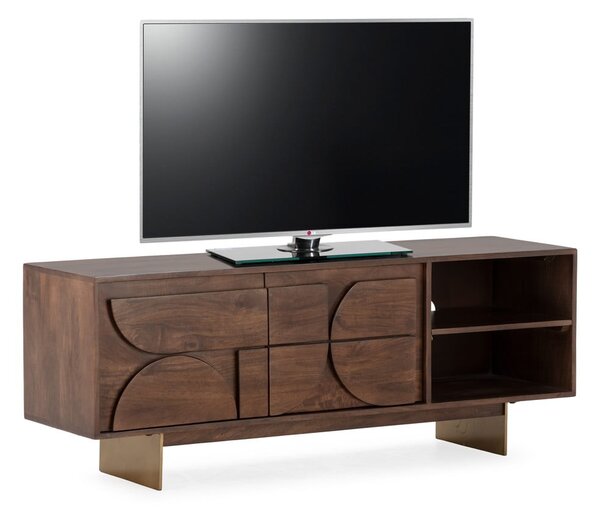 Mobile TV marrone in mango massiccio 145x55x40 cm Trisha – MOME
