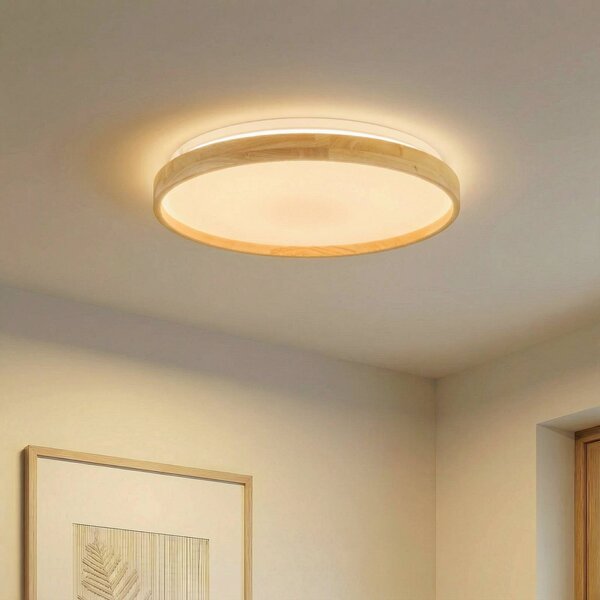 Plafoniera smart Mirren Lindby, dimmerabile, Legno chiaro, Soggiorno / Sala da pranzo, Plastica, Moderno
