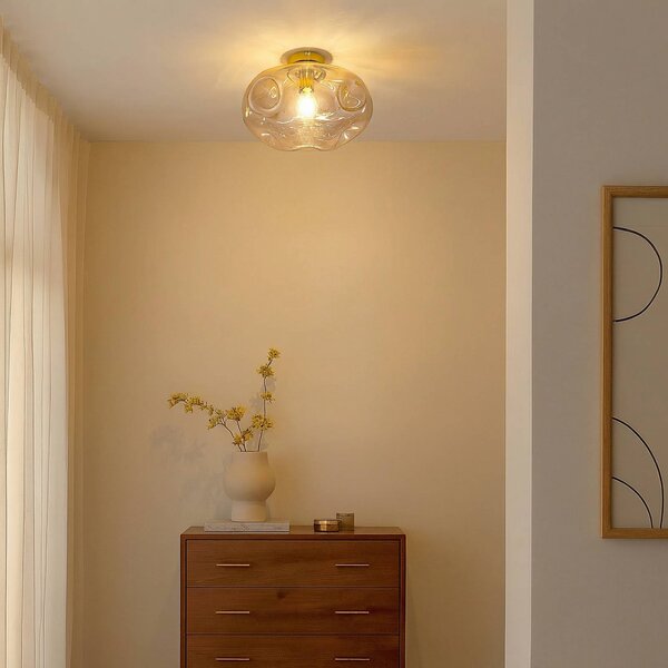 Plafoniera soffitto Lelia Lindby, dimmerabile, Crema / Ambra, Soggiorno / Sala da pranzo, Metallo, Design, Plafoniera