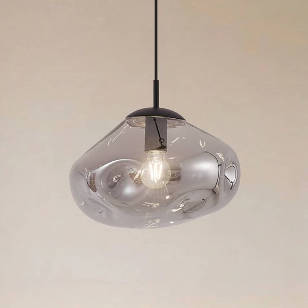 Lampada a sospensione in vetro Lelia Lindby, dimmerabile, Alluminio / Grigio / Zincato, Soggiorno / Sala da pranzo, Vetro, Design, Lampada a sospensione