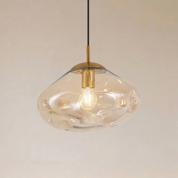 Lampada a sospensione in vetro Lelia Lindby, dimmerabile, Crema / Ambra, Soggiorno / Sala da pranzo, Vetro, Design, Lampada a sospensione