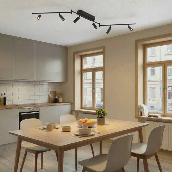 Plafoniera a LED Eldrin Lindby, Nero, Soggiorno / Sala da pranzo, Metallo, Moderno, Plafoniera LED