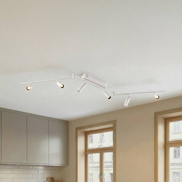 Plafoniera a LED Eldrin Lindby, Bianco / Opale, Soggiorno / Sala da pranzo, Metallo, Moderno, Plafoniera LED