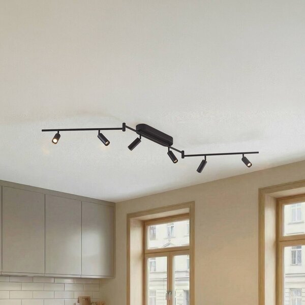 Plafoniera a LED Eldrin Lindby, Nero, Soggiorno / Sala da pranzo, Metallo, Moderno, Plafoniera LED
