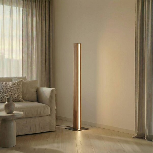 Lampada da terra Lieske Lucande, dimmerabile, Legno chiaro, Soggiorno / Sala da pranzo, Legno, Moderno, Lampada da terra