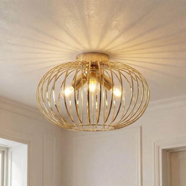 Plafoniera soffitto Globe Domiluce, dimmerabile, Ottone / Oro, Soggiorno / Sala da pranzo, Metallo, Plafoniera