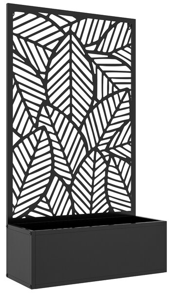Outsunny Fioriera Rialzata con Spalliera Decorativa per Rampicanti da Terra e Parete in Metallo, 61x23x113 cm, Nero | Aosom Italy