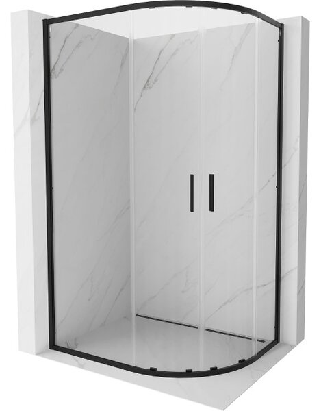 Mexen Exo-S Duo cabina doccia semicircolare asimmetrica scorrevole 90 x 80 cm, trasparente, nera - 8132-090-080-70-00