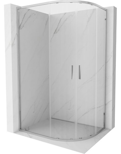 Mexen Exo cabina doccia semicircolare asimmetrica scorrevole 90 x 80 cm, trasparente, cromo - 8132-090-080-01-00