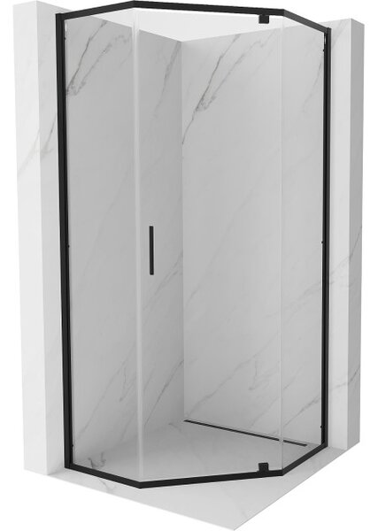 Mexen Exo cabina doccia pentagonale a battente 80 x 80 cm, trasparente, nera - 812-080-080-70-00