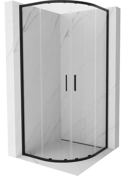 Mexen Exo cabina doccia semicircolare scorrevole 80 x 80 cm, trasparente, nera - 8132-080-080-70-00