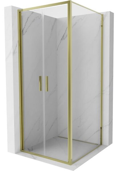 Mexen Exo cabina doccia con porta a battente 90 x 90 cm, trasparente, oro - 814-090-090-50-00