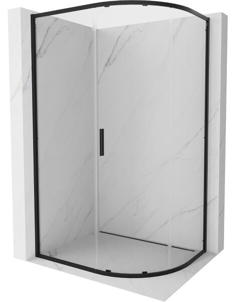 Mexen Exo cabina doccia semicircolare asimmetrica scorrevole 100 x 90 cm, trasparente, nera - 8131-100-090-70-00