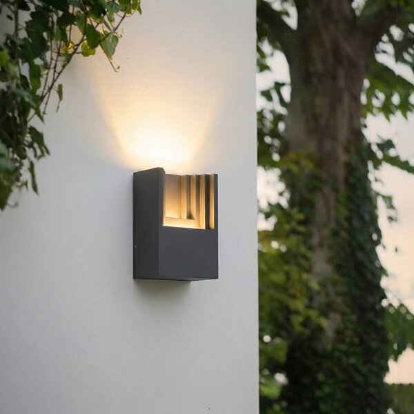 Applique da esterni a LED Aurali Lindby, Nero, Alluminio, Moderno, Applique LED da esterni