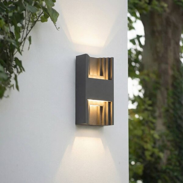 Applique da esterni a LED Aurali Lindby, Nero, Alluminio, Moderno, Applique LED da esterni