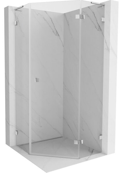 Mexen Lunar L cabina doccia pentagonale a battente destra 80 x 80 cm, trasparente, cromo - 831L-080P-080L-01-00-P