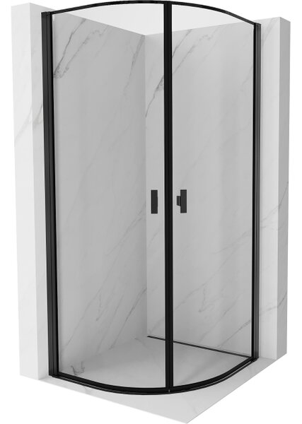 Mexen Mist cabina doccia semicircolare apribile 70 x 70 cm, cornice nera, nera - 8A31-070-070-70-70