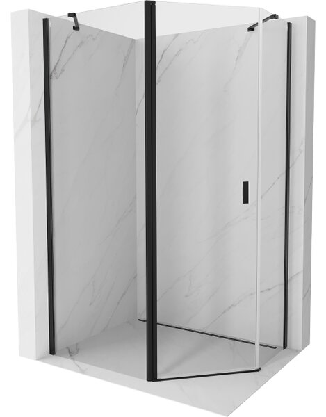 Mexen Mist cabina doccia pentagonale asimmetrica a battente 100 x 90 cm, trasparente, nero - 8A8-100-090-70-00