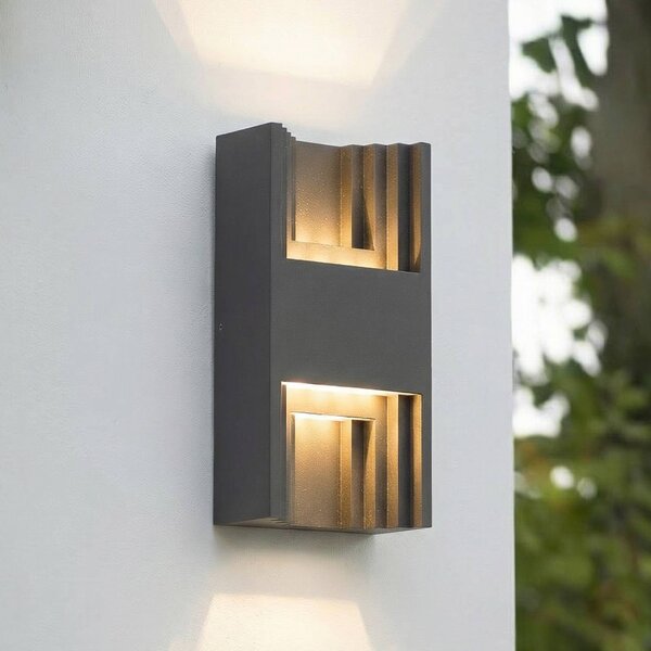 Applique da esterni a LED Aurali Lindby, Nero, Alluminio, Moderno, Applique LED da esterni